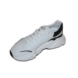DOLCE & GABBANA DAYMASTERWHITE/BLACK NAPPA CALFSKIN SNEAKER US10/UK9/EU43